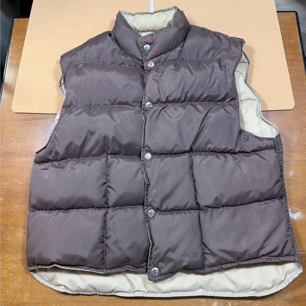 Vintage McKinley Down Puffer Vest Mens Medium Brown/Tan Reversible Quilted